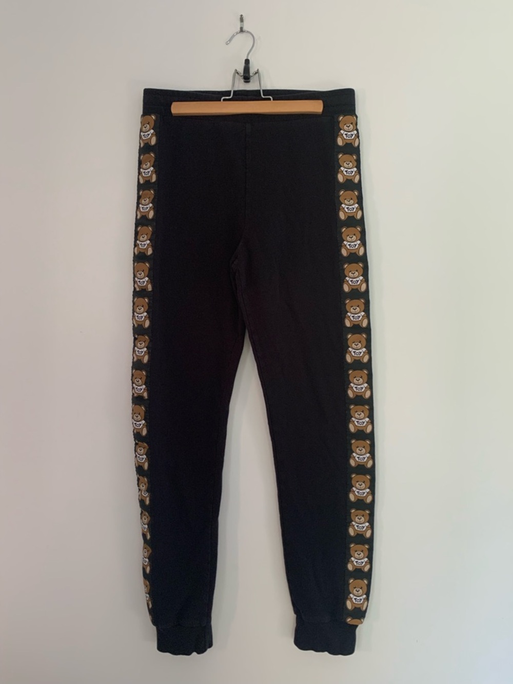 Black Jogger Pants with Teddy Bear Side Trim